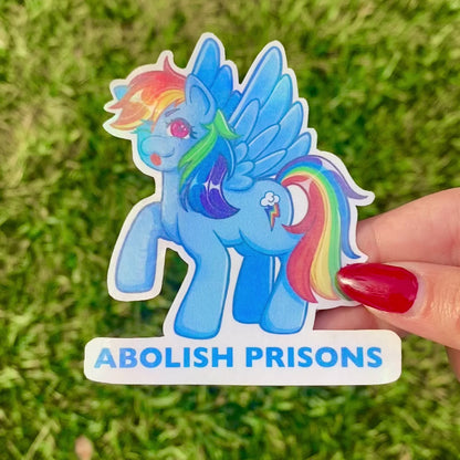 “Abolish Prisons” Rainbow Dash Sticker | Holographic My Little Pony Sticker